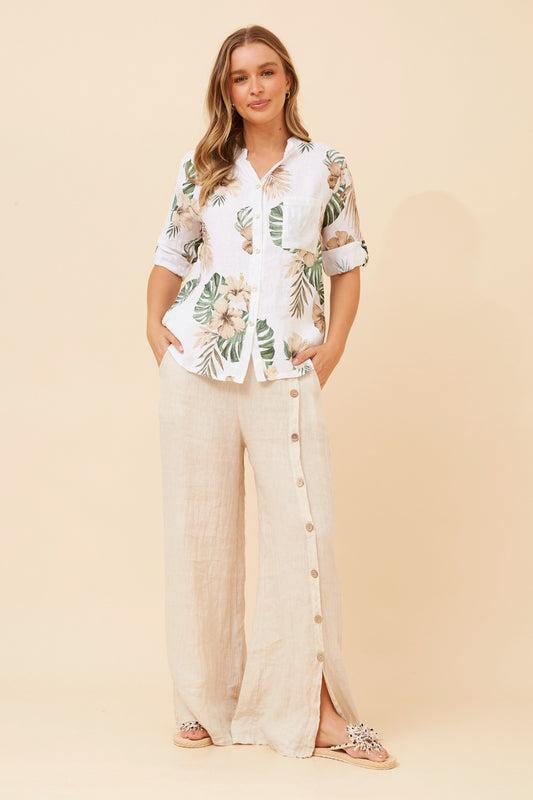 ROSALVA TROPICAL PRINT LINEN SHIRT