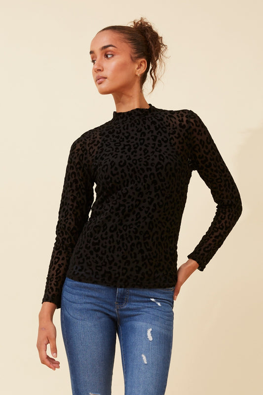 KAMALA ANIMAL PRINT MESH TOP