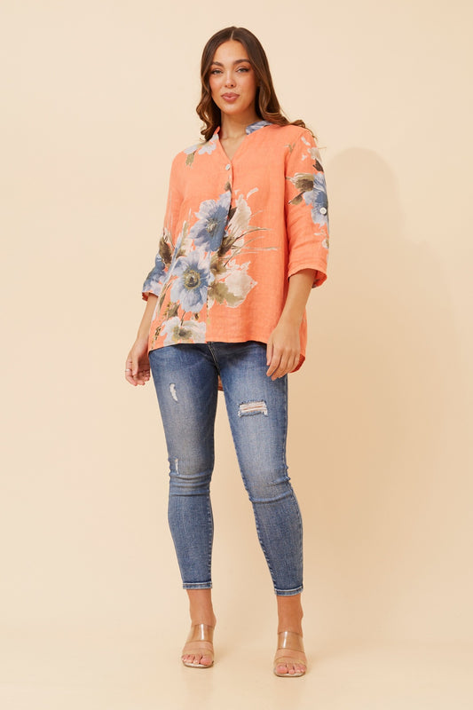 PATRICIA FLORAL LINEN TOP