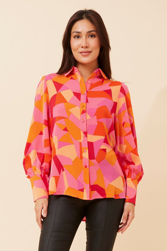 BELLE ABSTRACT PRINT SHIRT