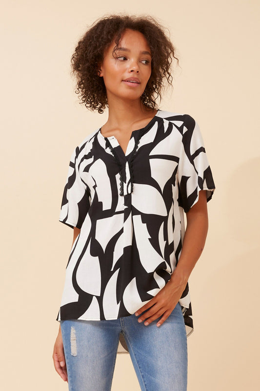 ZOLYNN ABSTRACT PRINT SHIRT
