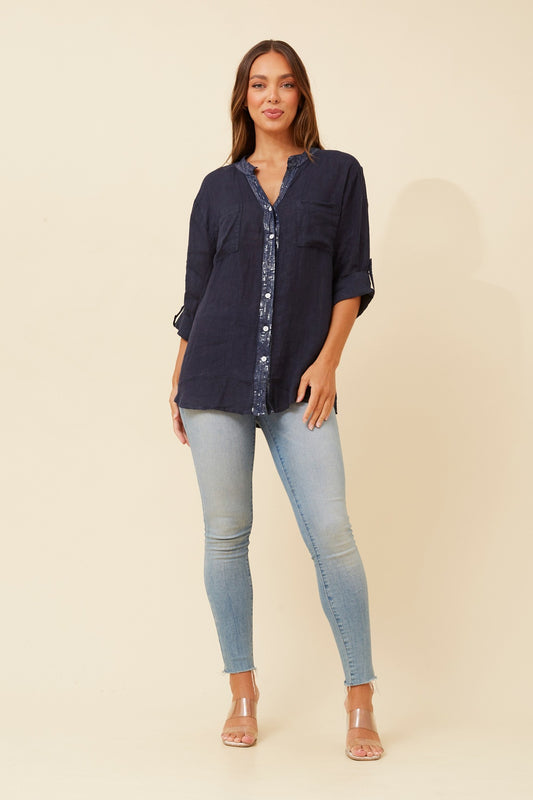 ROSEANNE SEQUIN LINEN SHIRT