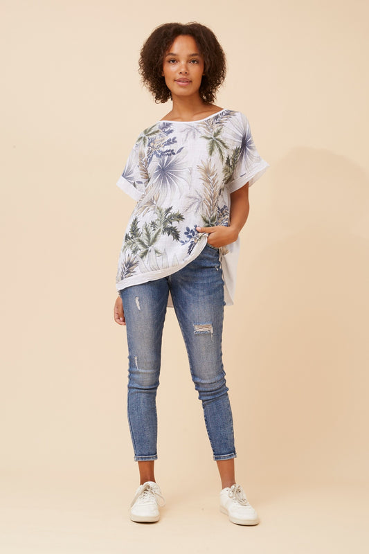 SOULA LEAF PRINT TOP
