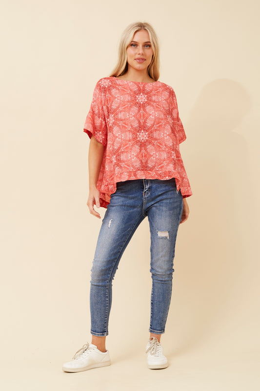 SOLARIS PRINTED LINEN TOP