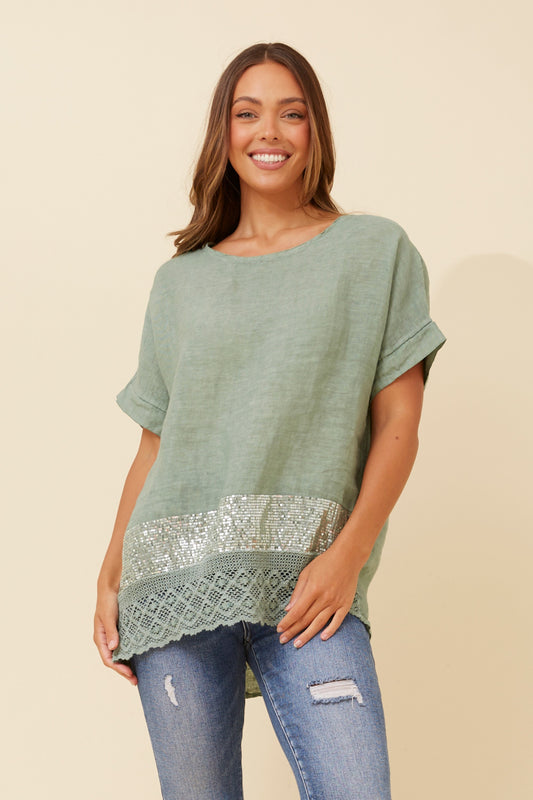 EMILIO SEQUIN LINEN TOP