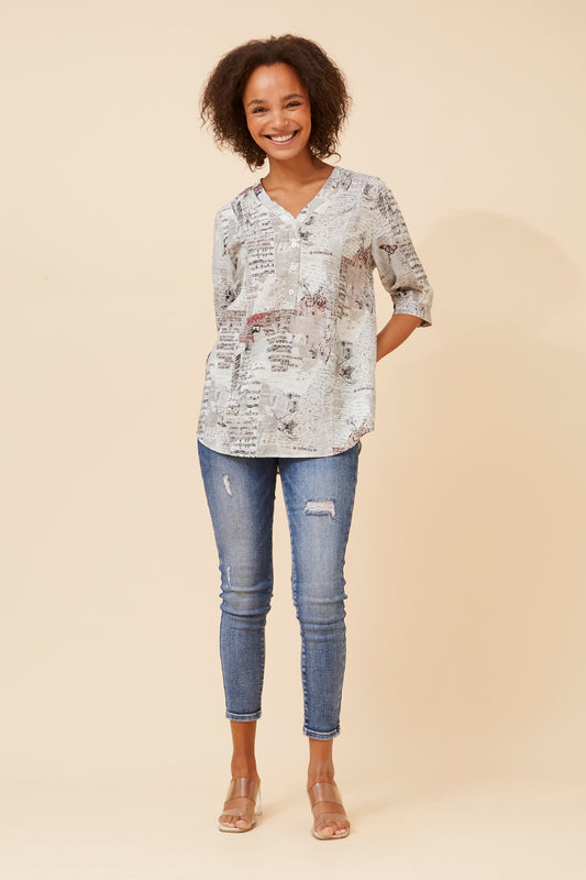 REISA PATCHWORK PRINT TOP