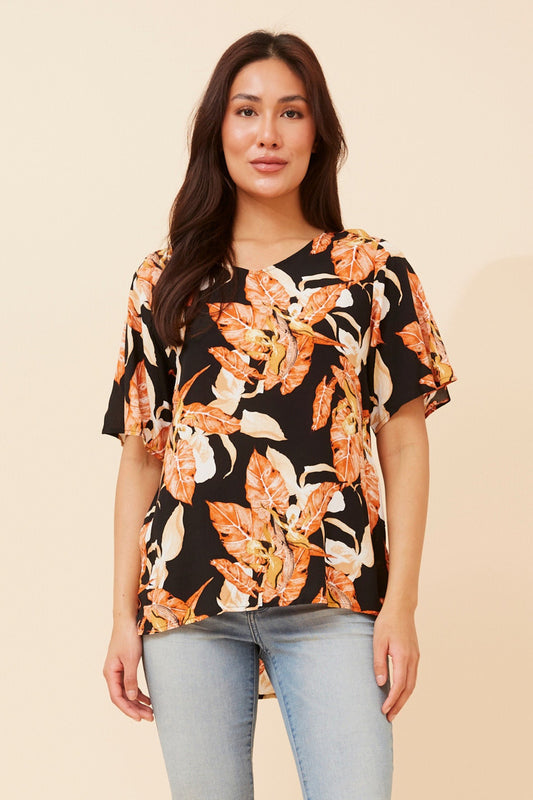 SONIA LEAF PRINT TOP