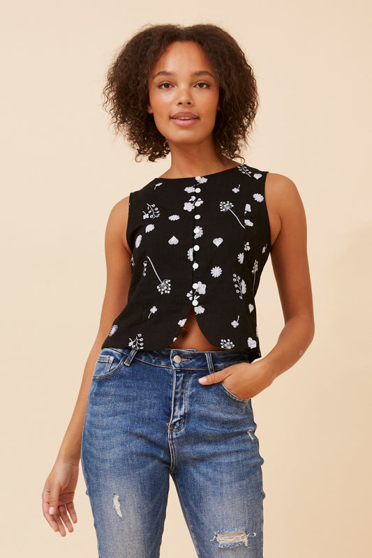 ROCH FLORAL EMBROIDERED VEST