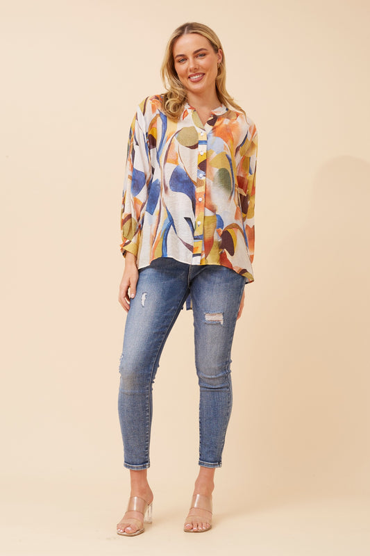 LELINA ABSTRACT PRINT BLOUSE