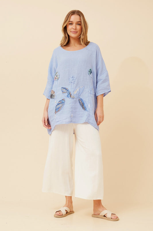 CIA PATCHWORK LINEN TOP