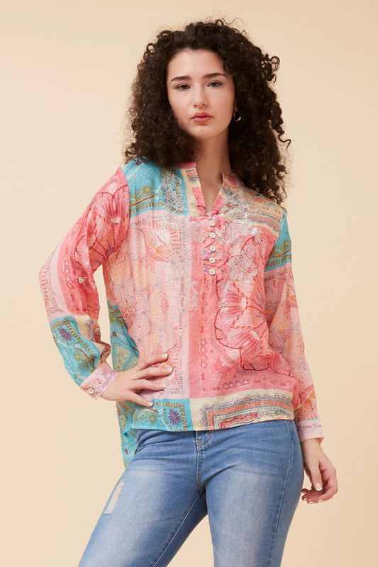 ARCHITH PATCHWORK PRINT BLOUSE