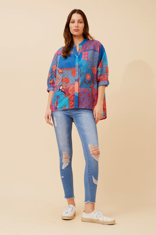 BELINA PATCHWORK PRINT TOP