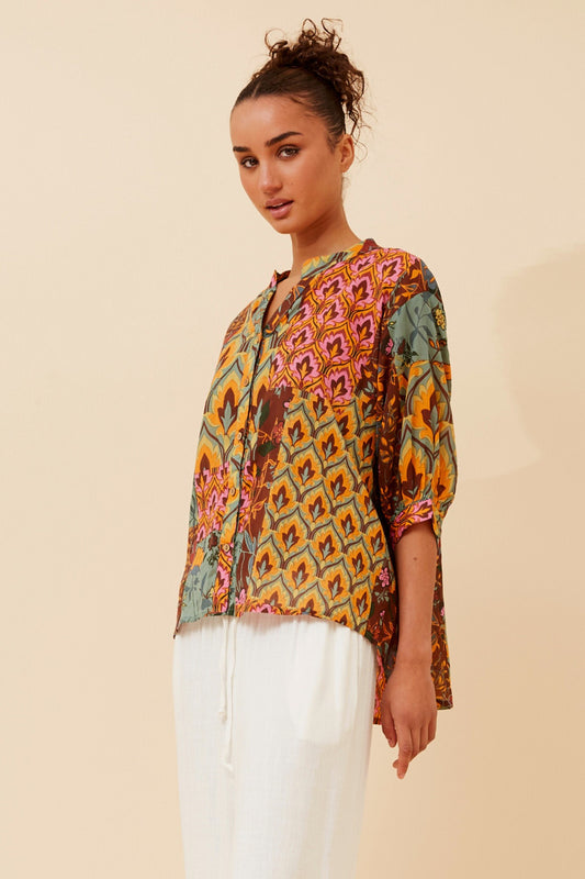 BELINA PATCHWORK PRINT TOP
