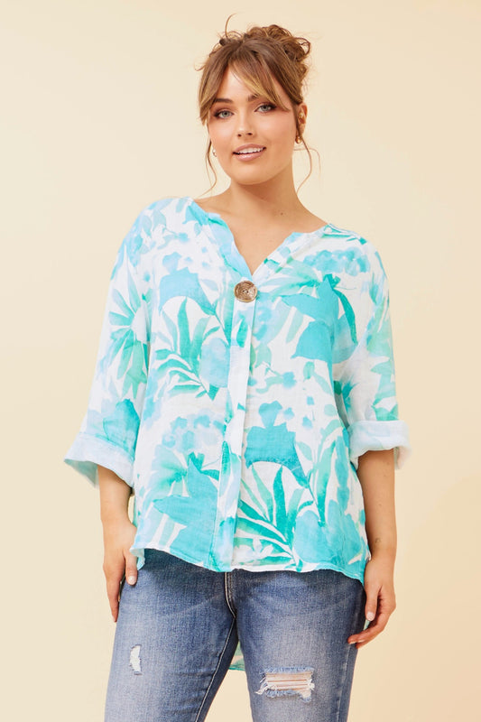 PALERMO FLORAL LINEN TOP