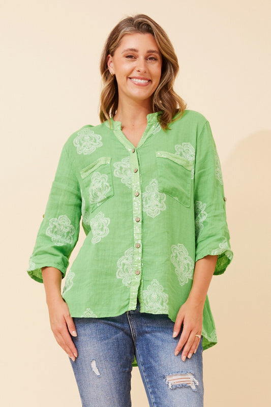NOSETTA ABSTRACT PRINT LINEN SHIRT