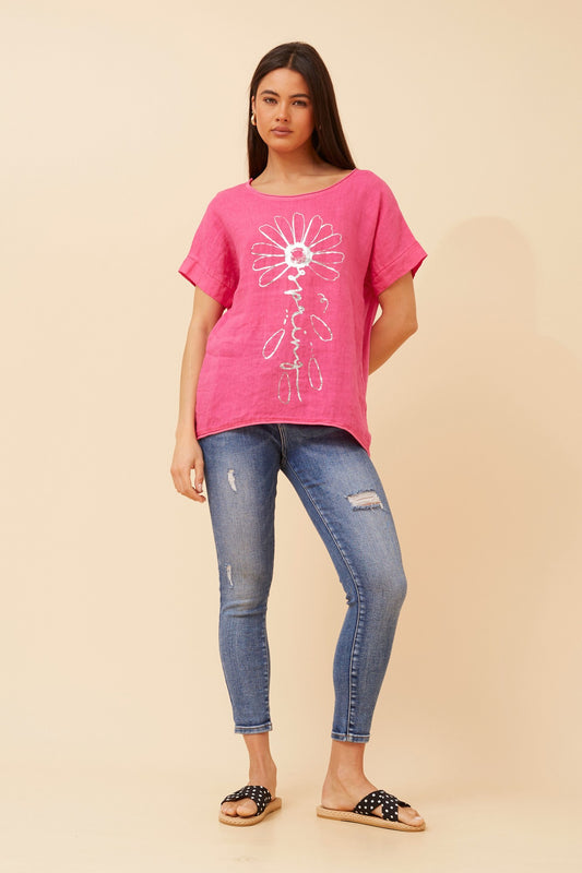PALIMA FOIL PRINT LINEN TOP
