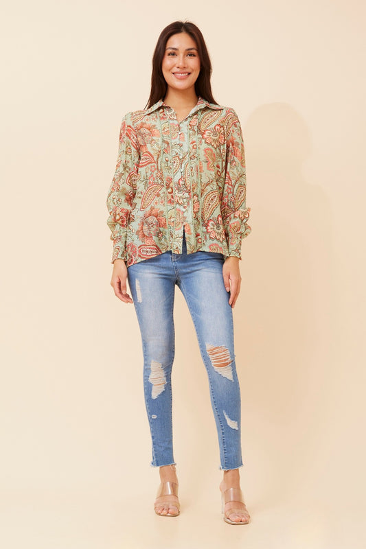 ELKE PAISLEY PRINT BLOUSE
