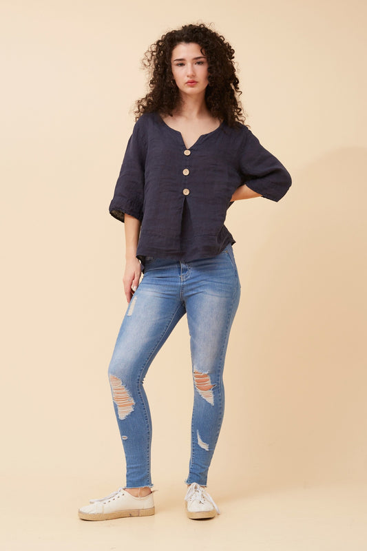 ETNA SOLID LINEN TOP