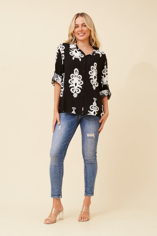 HUGO ABSTRACT PRINT SHIRT