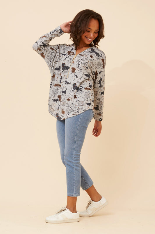 SUVI CAT PRINT TOP