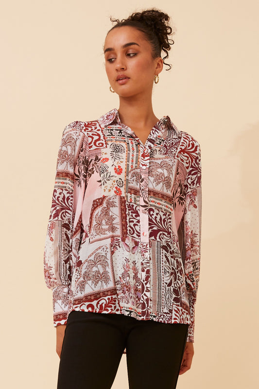VELLE ABSTRACT PRINT SHIRT