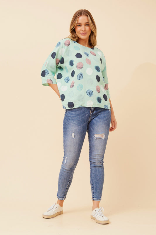 JAMILA BLOT PRINT LINEN TOP
